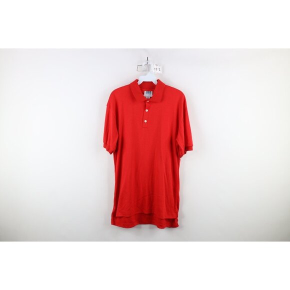 Vintage Other - Vtg 80s 90s Streetwear Mens Medium Blank Knit Collared Golf Polo Shirt Red USA